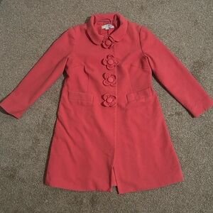 Boden Womens 12P UK / 8P US Buttons 100% Cotton Coral Swing Coat
